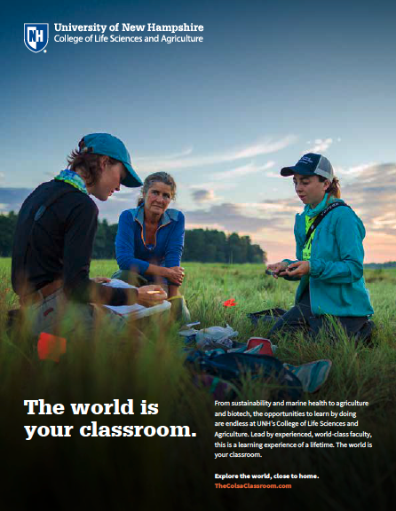 Print ad for UNH COLSA with headline "The world is your classroom"