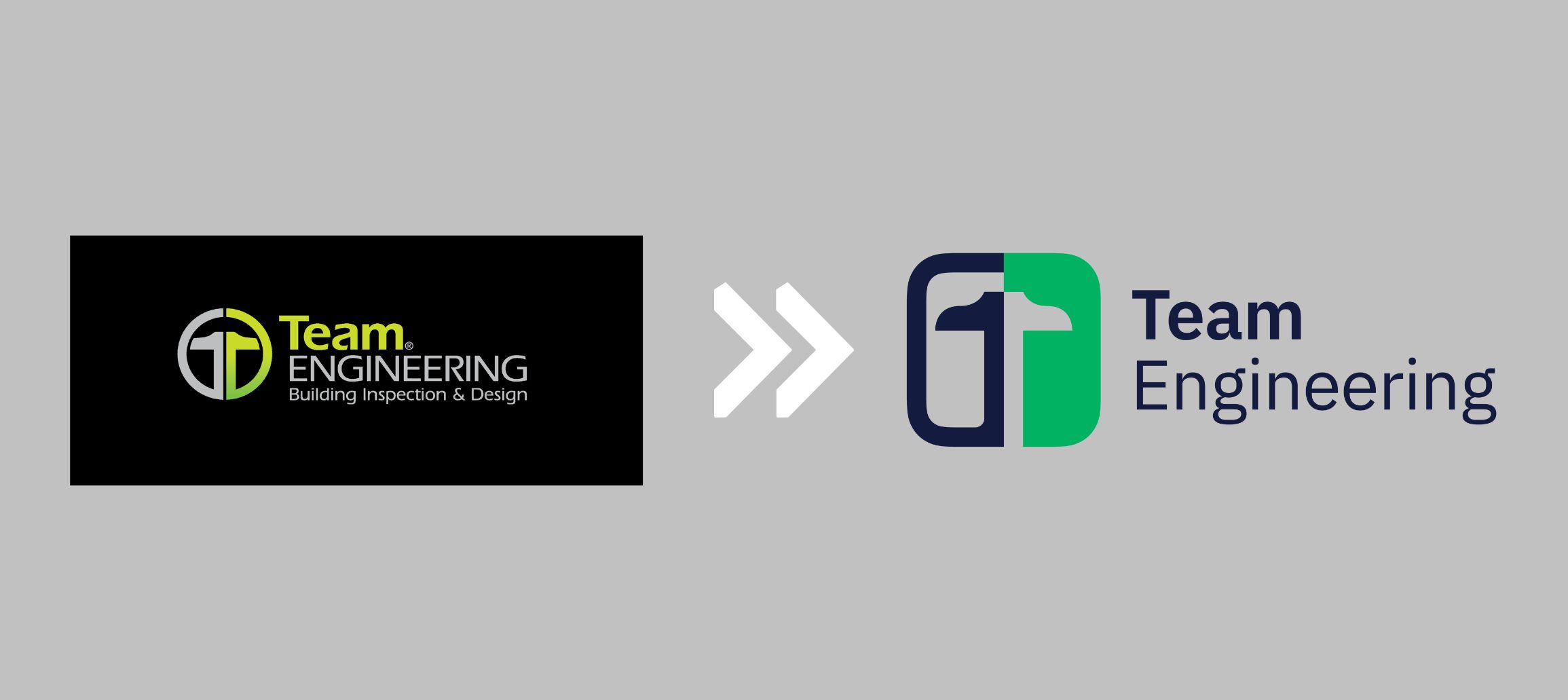 Side-by-side of Team Engineering brand before and after
