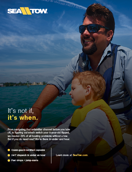 Sea Tow print ad concept with "It's not if, it's when" headline