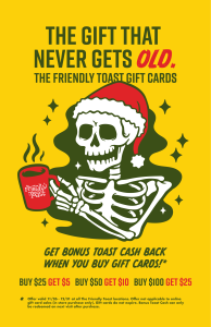 The Friendly Toast gift card ad