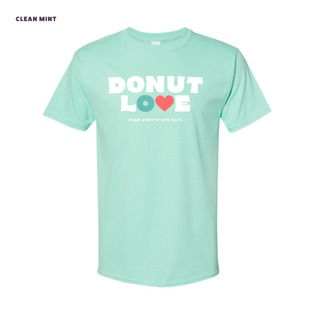 Teal Donut Love tee shirt mock up