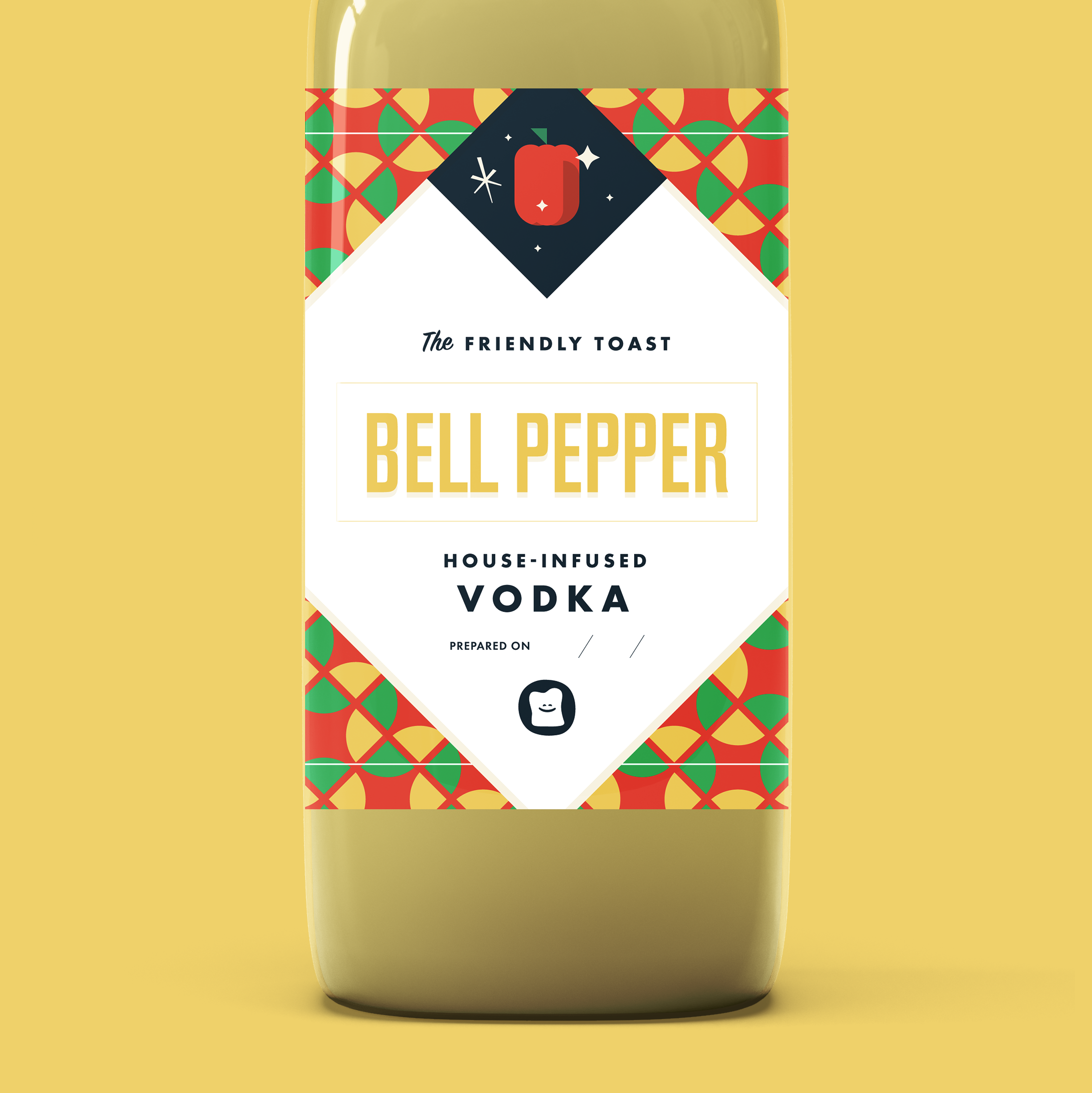 The Friendly Toast House-Infused Bell Pepper Vodka Bottle Label