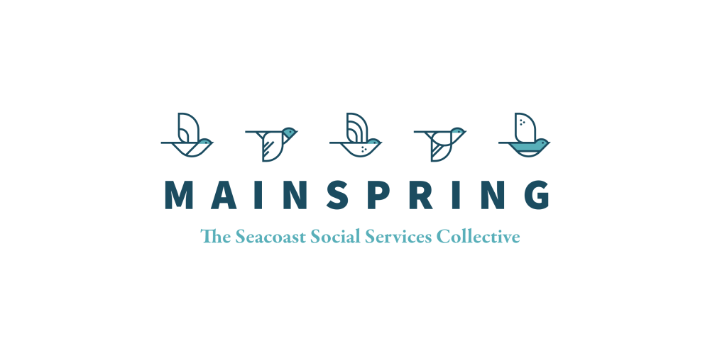 Mainspring logo variation with birds in a line